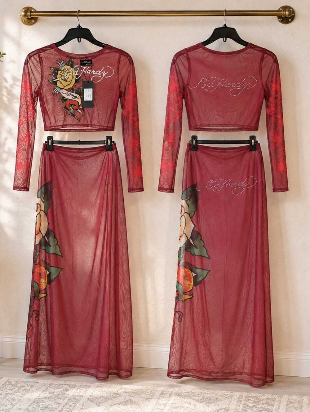 Ed Hardy NWT Sheer Mesh 2-Piece Cover-Up Set – Size M RUNS SMALL READ SIZING!